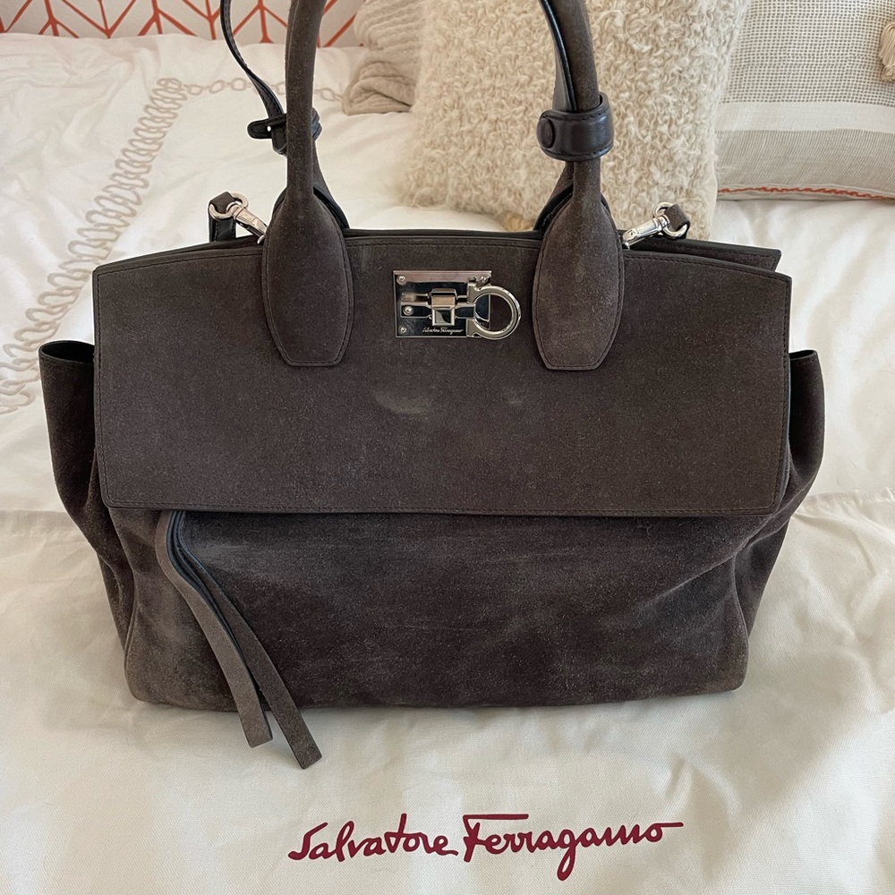 Ferragamo Large Suede Studio Bag
